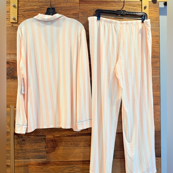 Nordstrom Moonlight Eco Knight Pastel Pink & White Striped Pajama Set NWT - Picture 7 of 16